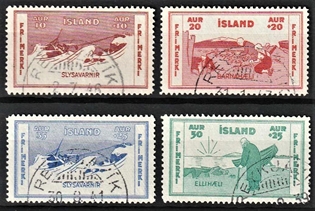 FRIMÆRKER ISLAND | 1933 - AFA 167-70 - Velgørenhedsmærker - Komplet sæt 10+10 - 50+25 aur - Stemplet